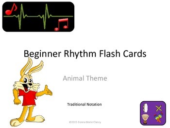 Freebie: Flashcards: Rhythm: Animal Pictures: Traditional Notation Only