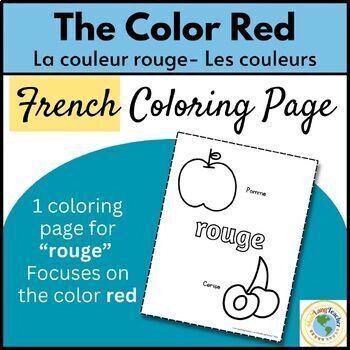 Preview of Freebie: French Coloring Page Printable Sheet Les Couleur Rouge Color Red