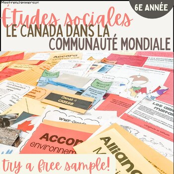 Preview of Freebie French Grade 6 Social Studies: Global Community Sample