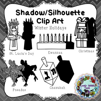 Preview of Freebie Friday 40: Shadow/Silhouette Clip Art Winter Holidays