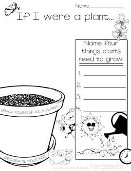 Preview of If I were a plant... Name four things plants need to grow.