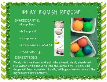 Preview of Freebie Friday! Play Dough Recipe and Sequencing Activity