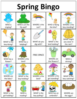 Preview of Freebie Fridays: Customizable Spring WH- Question Bingo & Flashcards