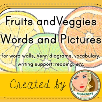Preview of Freebie: Fruits and Veggies Word Wall cards