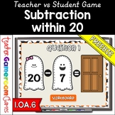 Freebie Ghostly Subtraction within 20 Powerpoint Game