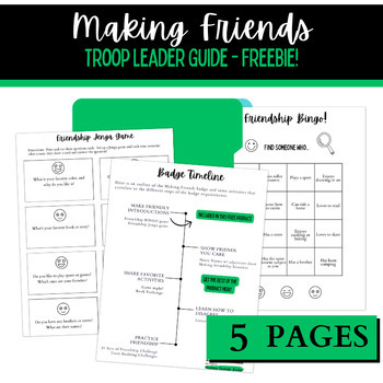 Preview of Freebie | Girl Scout Brownie Making Friends Badge | Troop Leader Guide | Step 1