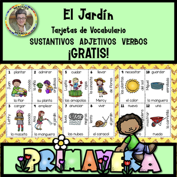 Preview of #COVID19WL ¡Gratis! El Jardín Tarjetas de Vocabulario Sustantivos Adjetivos...