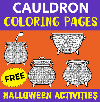 Preview of Freebie : Halloween Coloring Pages / Cauldron Mindfulness Coloring Sheets