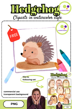 Preview of Freebie: Hedgehog Clipart | Hedgehog Class | Illustration | Watercolor
