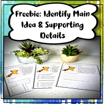 Preview of Freebie Main Idea & Details | Passage, Graphic Organizer | PDF & Digital