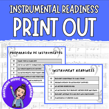 Preview of Freebie Instrumental Readiness Music Stand Print Out