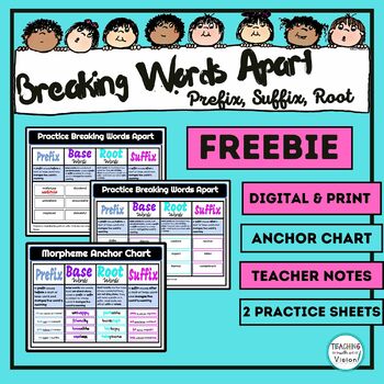 Preview of Freebie Intro to Breaking Words Apart Prefix, Suffix, Root Word Digital & Print