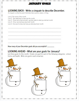 Preview of Freebie - January Middle and High School Goal Setting Activity