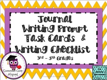 Preview of Freebie  August Journal Writing Prompt Task Cards and Journal Writing Checklist