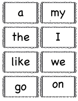 Freebie Kindergarten Sight Words Flash Cards Large Version Tpt