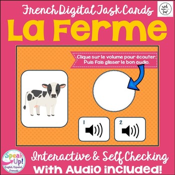 Preview of La ferme | French Farm Animal les animaux Boom Cards w Audio | français