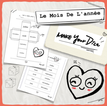 Preview of Freebie Les Mois de l’annee (months of the year in French) make dice