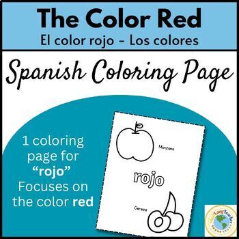 Preview of Freebie: Los Colores: Spanish Colors Red Coloring Page Printable Sheet