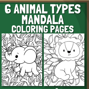 Preview of Freebie Mandala Coloring Pages For Six Animal Types Of nature To Be Colored