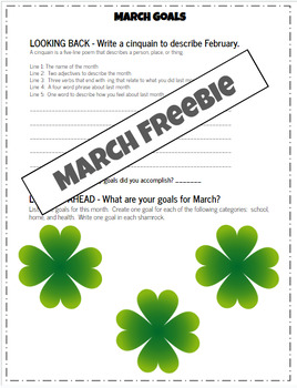 Preview of Freebie - March Middle and High School Goal Setting Activity