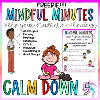 Preview of Freebie Mindful Minutes | Calm Down Anxiety | Stress Management | Coping  skills