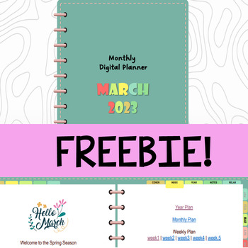 Preview of Freebie! Monthly Digital Planner – Welcome Spring | Hello March 2023