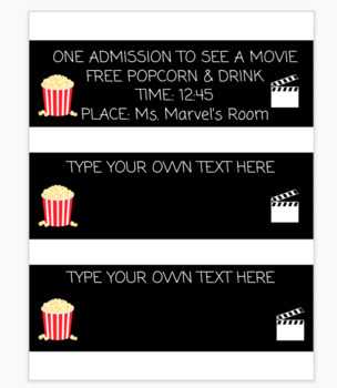 editable movie ticket teaching resources teachers pay teachers