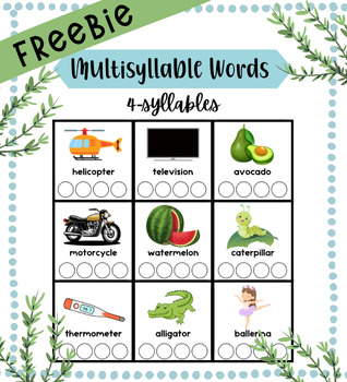 Preview of Freebie Multisyllabic Words for Speech