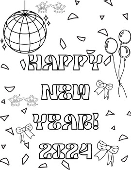 Freebie New Year Coloring Sheet 2024 by Taylor Teaches Little Learners