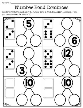 Freebie ~ Number Bond Domino Worksheets by Jen Wood | TpT