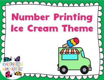 Preview of Freebie Number Printing Practice Ice Cream Theme