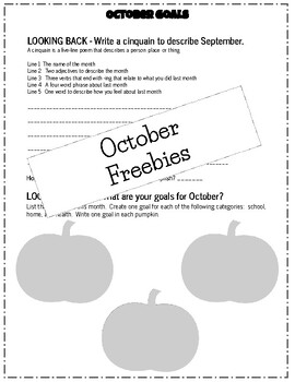 Preview of Freebie - October Middle and High School Writing Activity