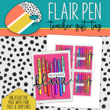 PRINTABLE Teacher Flair Pen Gift Tag Teacher Appreciation Instant