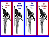 Free! Patriotic Bookmarks "We Salute You" and "Veterans We