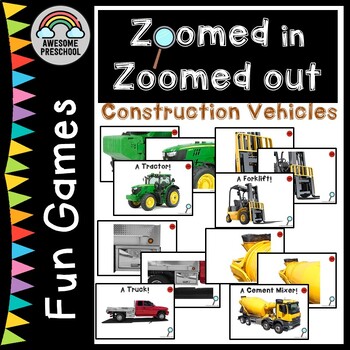 Preview of Freebie! Preschool Guess the Construction Vehicles Game - Zoomed in on Zoom