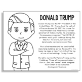 PRESIDENT DONALD TRUMP Coloring Page Craft Activity