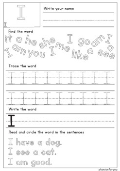 Preview of Freebie! Pronoun Dolch Sight Words 7 sheets (I/she/he/it/you/we/they)
