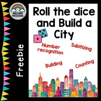 Preview of Freebie! Roll the dice and build a city - Subitizing Math Game