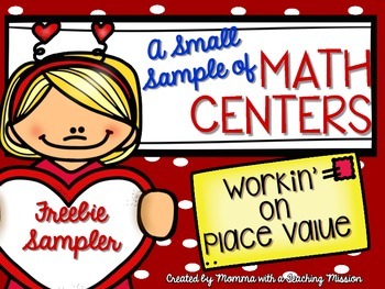 Preview of Freebie Sampler of Place Value Centers Valentines Math