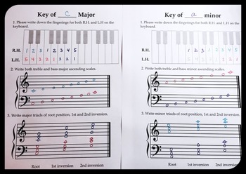 Preview of Freebie Scales and Triad worksheet Major and Minor