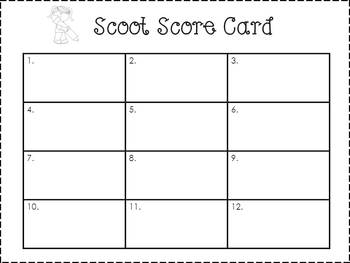 Freebie! Scoot Score Answer Cards by Mrs Johnstons Class | TPT