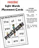 Freebie Sight Words Movement Cards, OT, PT, Brain Breaks,