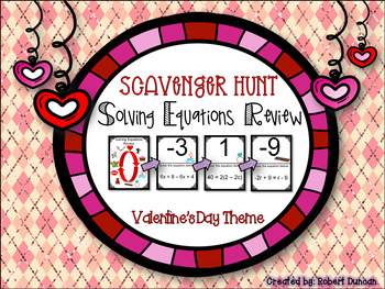 Preview of Freebie! Solving Equations Scavenger Hunt - Valentine's Day