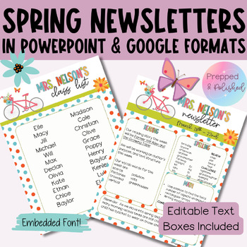 Preview of Freebie!  Spring Newsletter Editable Templates | March & April Print And Digital
