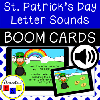 Preview of Freebie! St. Patrick's Day BOOM™ CARDS Leprechaun Letter Sound Practice w/ Audio