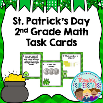 Preview of St. Patrick's Day 2nd Grade Math Task Cards Freebie!