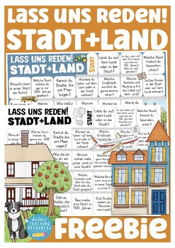 Preview of Freebie Stadt und Land German speaking game Deutsch kostenlos free