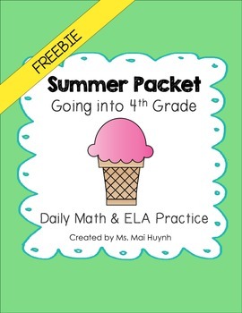 Preview of Freebie: Summer Packet - Going into 4th Grade
