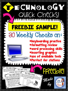 Preview of Freebie Technology Test Prep:  Keyboarding practice quick checks! (Yearlong set)