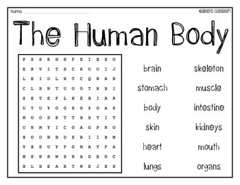 Preview of *Freebie* - The Human Body Word Search Activity